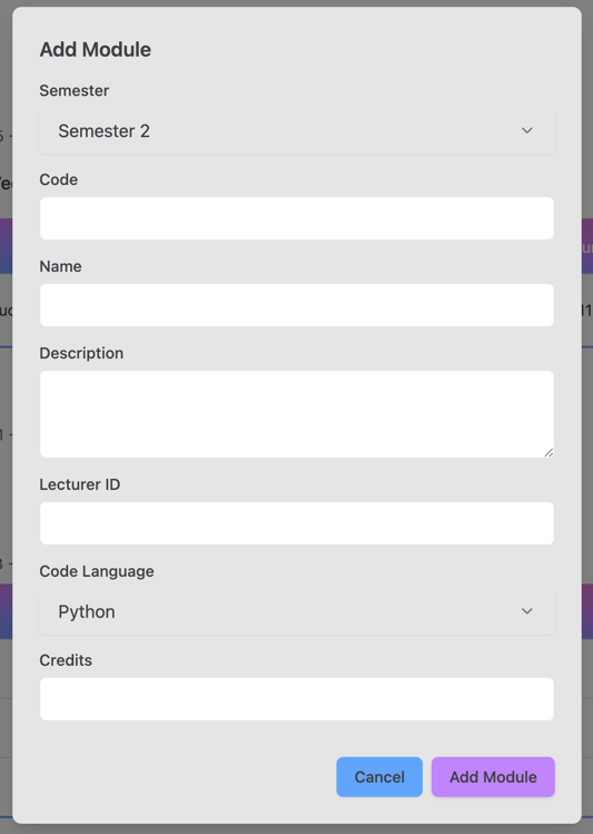 Admin Create Module