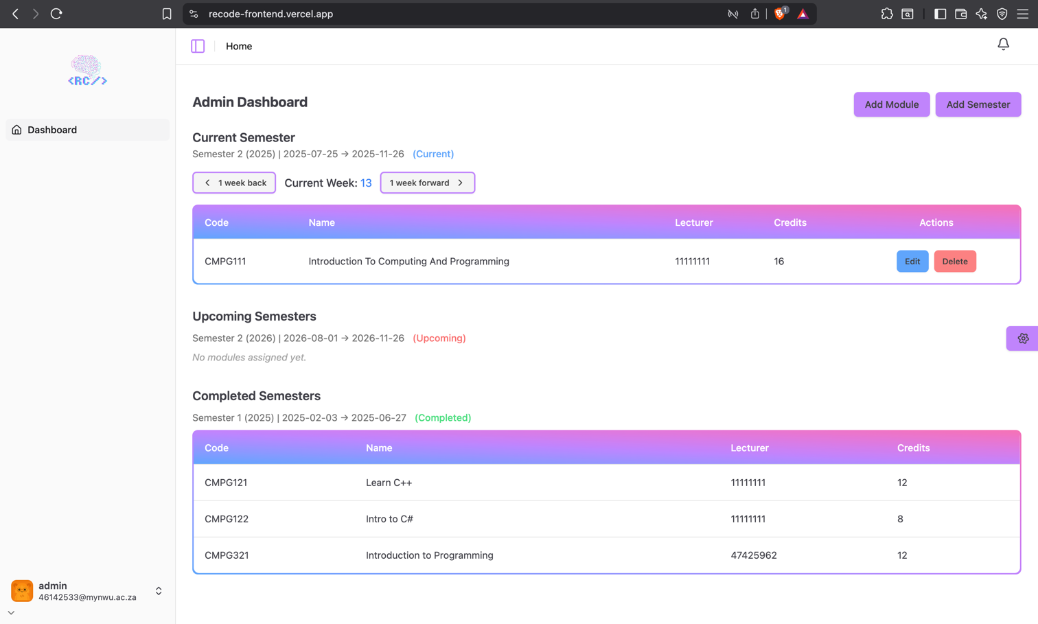 Admin Create Dashboard